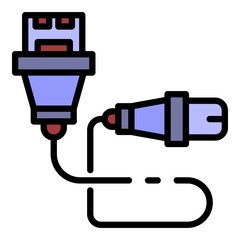 Poster - Camera usb cable icon. Outline camera usb cable vector icon color flat isolated