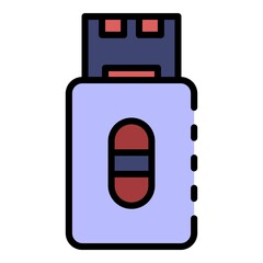 Poster - Usb card icon. Outline usb card vector icon color flat isolated