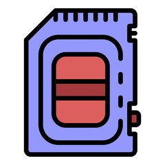 Poster - Sd card icon. Outline sd card vector icon color flat isolated