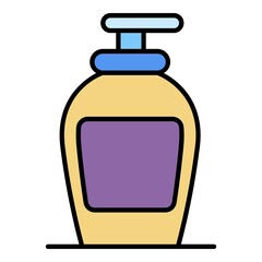 Sticker - Soap dispenser icon. Outline soap dispenser vector icon color flat isolated