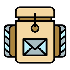 Poster - Backpack icon. Outline backpack vector icon color flat isolated