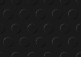 Wall Mural - 3d black circles embossed seamless pattern on dark background and texture