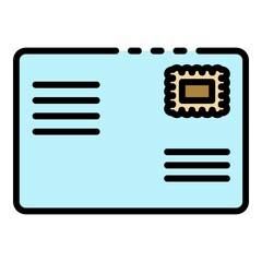Poster - Envelope icon. Outline envelope vector icon color flat isolated