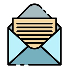 Poster - Open envelope icon. Outline open envelope vector icon color flat isolated
