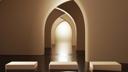 Poster - 3d rendering of blank product background for displaying fashion and cream cosmetics decorations. mod