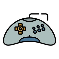 Poster - Plastic game joystick icon. Outline plastic game joystick vector icon color flat isolated