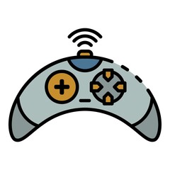 Poster - Wireless video game controller icon. Outline wireless video game controller vector icon color flat isolated