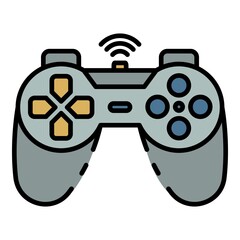 Poster - Cordless joystick icon. Outline cordless joystick vector icon color flat isolated