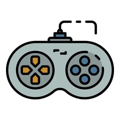 Poster - Play joystick icon. Outline play joystick vector icon color flat isolated