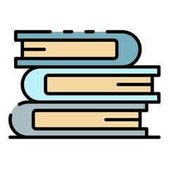 Poster - Book stack icon. Outline book stack vector icon color flat isolated