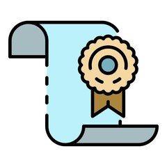 Poster - Learning diploma icon. Outline learning diploma vector icon color flat isolated