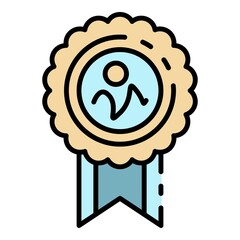 Poster - Emblem learning icon. Outline emblem learning vector icon color flat isolated