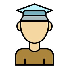 Poster - Student learning icon. Outline student learning vector icon color flat isolated