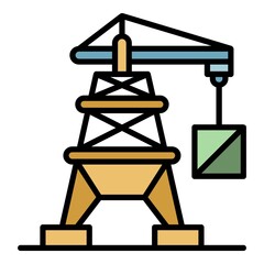 Poster - Port crane icon. Outline port crane vector icon color flat isolated