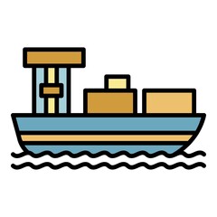 Poster - Cargo ship icon. Outline cargo ship vector icon color flat isolated