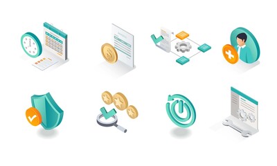 Aufkleber - Isometric icon sets. business strategy plan