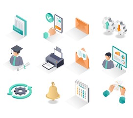 Wall Mural - Isometric icon sets. courses study business and education