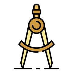 Poster - Metal draw compass icon. Outline metal draw compass vector icon color flat isolated