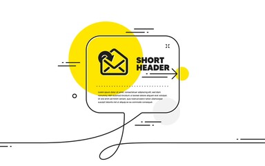 Poster - receive mail download icon. continuous line chat bubble banner. incoming messages correspondence sig