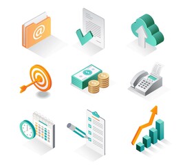 Poster - Isometric icon sets. sending email and server security