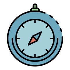 Poster - Marine compass icon. Outline marine compass vector icon color flat isolated