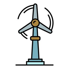Sticker - Wind turbine plant icon. Outline wind turbine plant vector icon color flat isolated