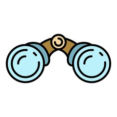 Poster - Front binoculars icon. Outline front binoculars vector icon color flat isolated