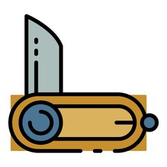 Sticker - Pocket penknife icon. Outline pocket penknife vector icon color flat isolated