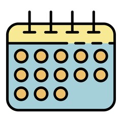 Poster - Calendar icon. Outline calendar vector icon color flat isolated