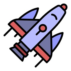 Sticker - Spaceship icon. Outline spaceship vector icon color flat isolated