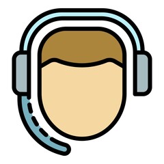 Poster - man call center icon. outline man call center vector icon color flat isolated