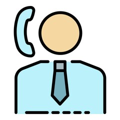 Poster - call center help icon. outline call center help vector icon color flat isolated