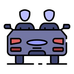 Poster - People driving car icon. Outline people driving car vector icon color flat isolated