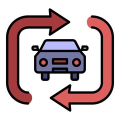 Poster - Car sharing icon. Outline car sharing vector icon color flat isolated