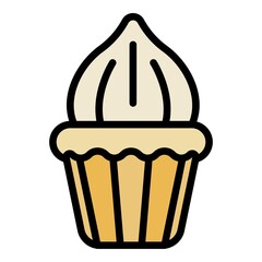Poster - Cupcake meringue icon. Outline cupcake meringue vector icon color flat isolated