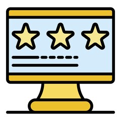 Poster - Computer online vote icon. Outline computer online vote vector icon color flat isolated