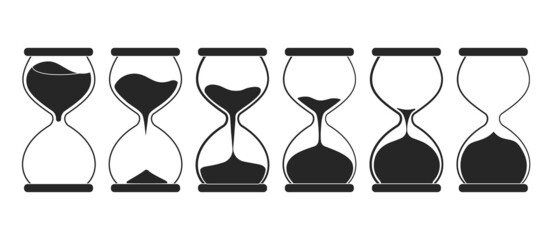 Hourglass vector black set icon. Vector illustration sand clock on white background. Isolated black set icon hourglass.