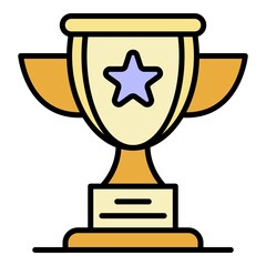 Poster - Triathlon cup icon. Outline triathlon cup vector icon color flat isolated