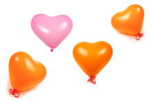 Orange Heart Ballon Isolated On White Background.