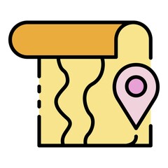 Poster - Pin hiking map location icon. Outline pin hiking map location vector icon color flat isolated