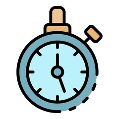 Poster - Cycling stopwatch icon. Outline cycling stopwatch vector icon color flat isolated