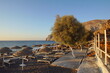 Morning view of Kamari Beach, Santorini, Greece