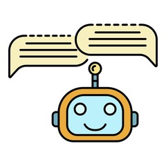 Poster - Chat bot two bubbles icon. Outline chat bot two bubbles vector icon color flat isolated