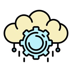 Poster - Ai cloud management icon. Outline ai cloud management vector icon color flat isolated