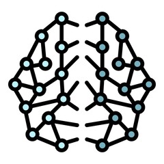 Poster - Ai brain network icon. Outline ai brain network vector icon color flat isolated