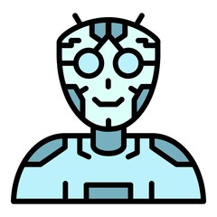 Poster - ai humanoid intellect icon. outline ai humanoid intellect vector icon color flat isolated