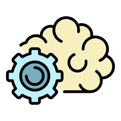 Poster - gear ai technology icon. outline gear ai technology vector icon color flat isolated
