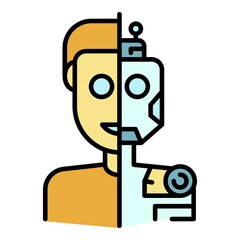 Poster - Humanoid in section icon. Outline humanoid in section vector icon color flat isolated