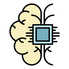 Poster - Cybernetic brain icon. Outline cybernetic brain vector icon color flat isolated