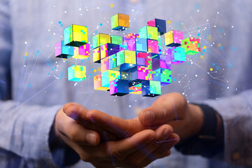 Fototapete - data Internet infrastructure concept. Abstract technology background. 3D rendering.